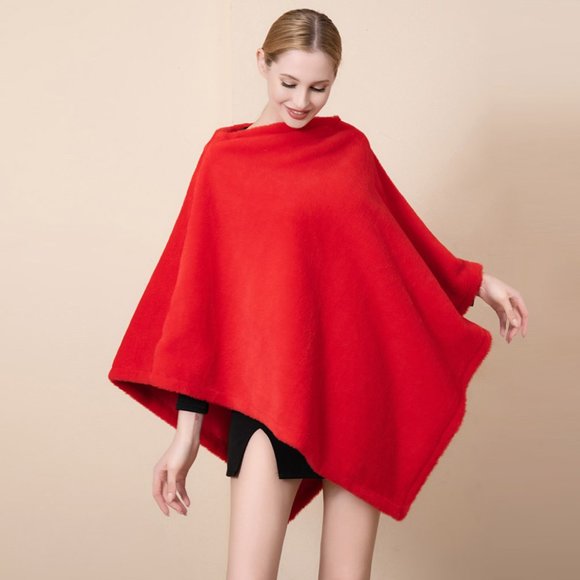 Solid Faux Fur Poncho - Picture 1 of 2